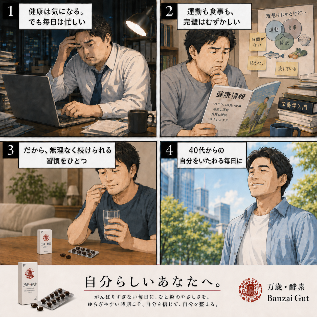 40代男性が自分の健康習慣を見つめ直す物語